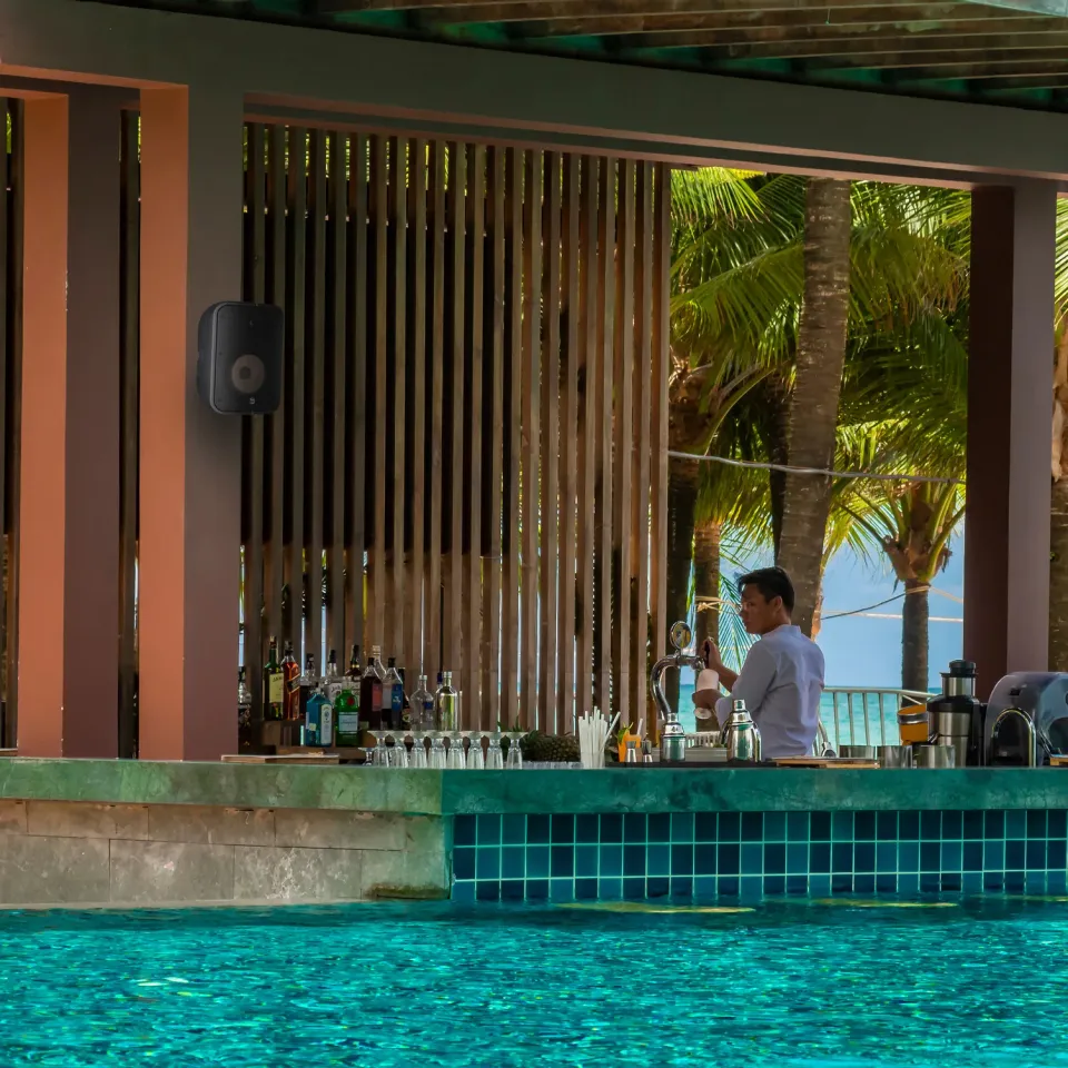 Poolbar mit Wandlautsprecher